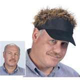BLACK Fake FLAIR HAIR Visor Wig Hat- 3 Piece interchangeable Set