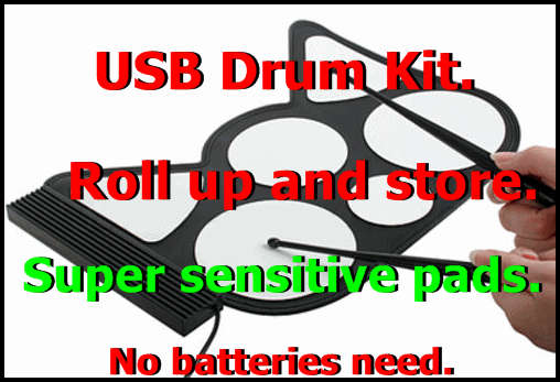 **FREE POSTAGE** USB DRUM KIT,plug into your computer's USB port & play drums GREAT CHRISTMAS GIFT!