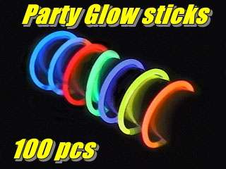 100 ASSORTED COLOUR GLOW STICKS!! GREAT FOR ANY EVENT OR PARTY!