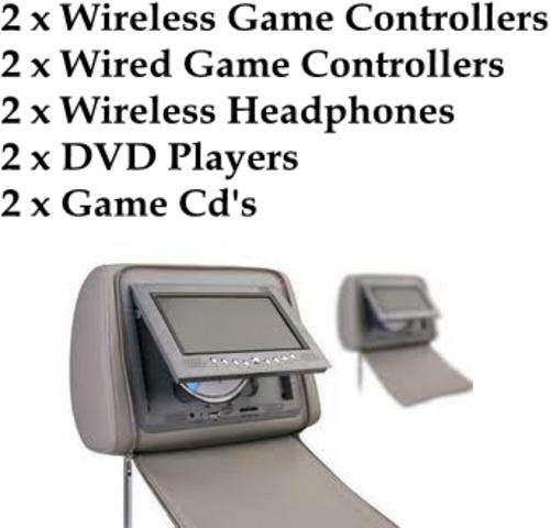 2 x Grey Car Headrest DVD, games & music players. IN STOCK NO WAITING! GREAT GIFT!