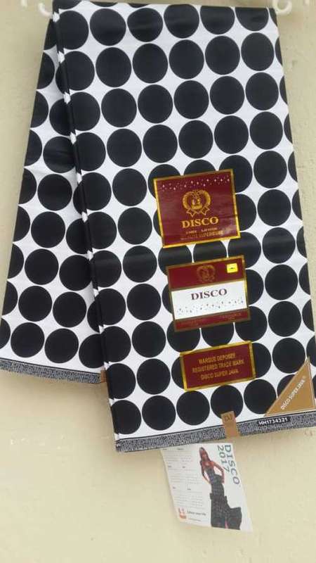 African Print Fabric_Waxed Ankara_ Black and White Polka Dots_Superior Quality_6 Yards
