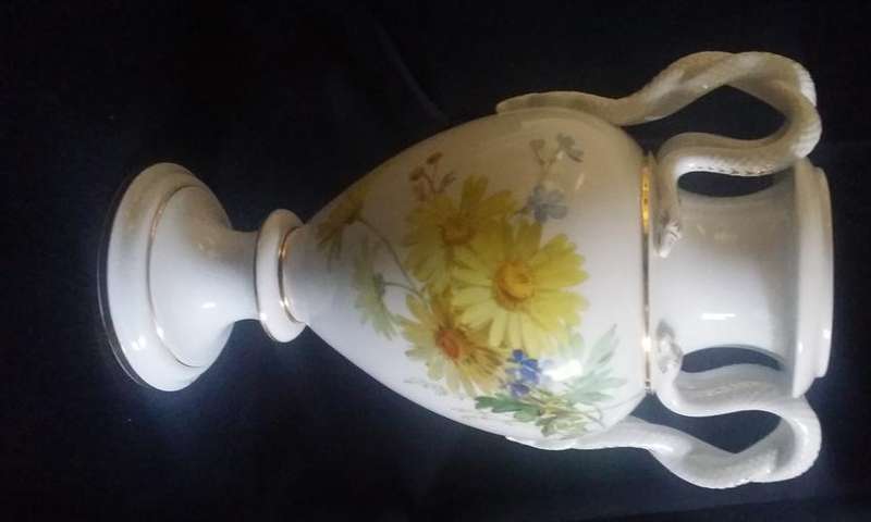 A MEISSEN SNAKE HANDLED VASE