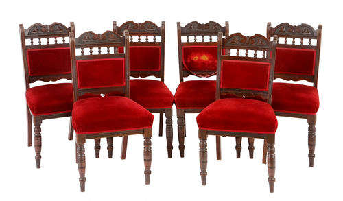 A SET OF SIX VICTORIAN MAHOGANY DINING CHAIRS, LATE 19TH CENTURY