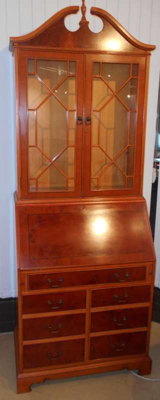 A GORDON FRASER WRITING BUREAU WITH DISPLAY CASE