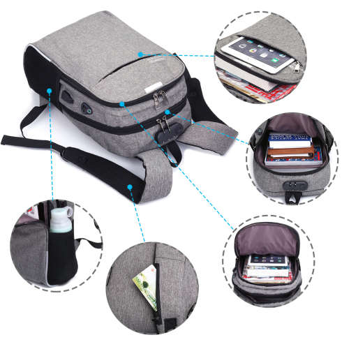 Reflective Anti-theft Lock Laptop Backpack Shoulder Bag with USB Port