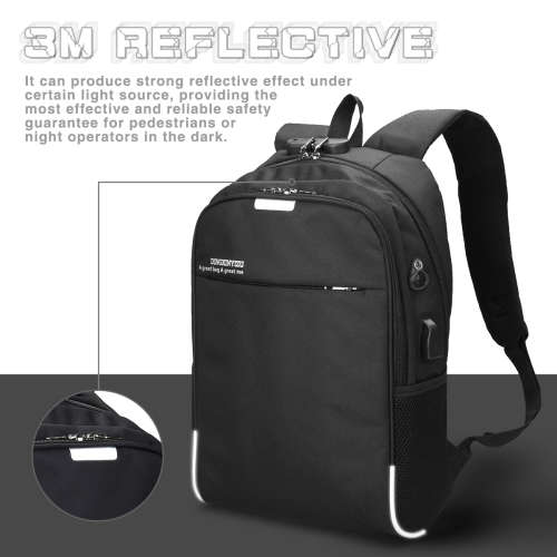 Reflective Anti-theft Lock Laptop Backpack Shoulder Bag with USB Port