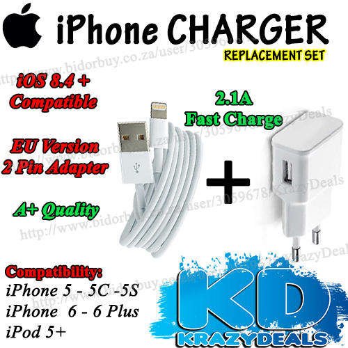iPhone 5 5C 5S - iPhone 6 - 6 Plus Charger 2.1A Fast Charge!!