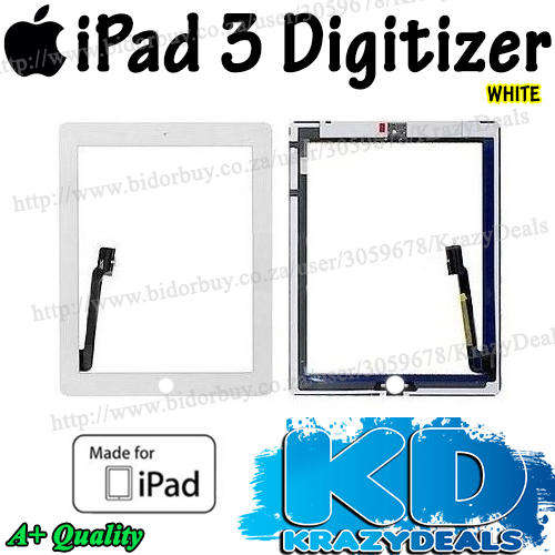 iPad 3 Digitizer White - Includes Adhesive