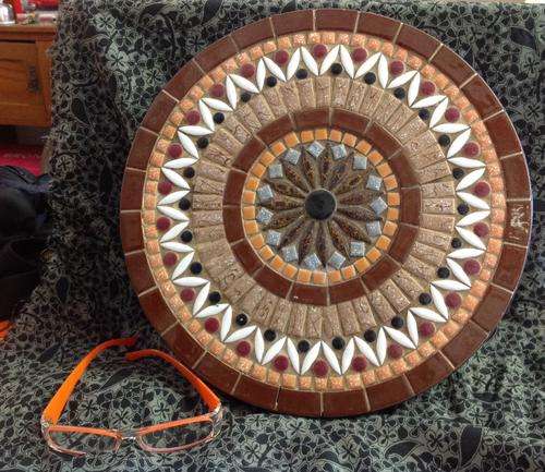 Mosaic table top 1970's. Top only, mounted on inch thick board.
