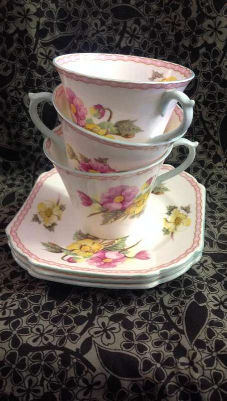 Three Shelly cups and saucers. Beautiful. No damage. Bone china.