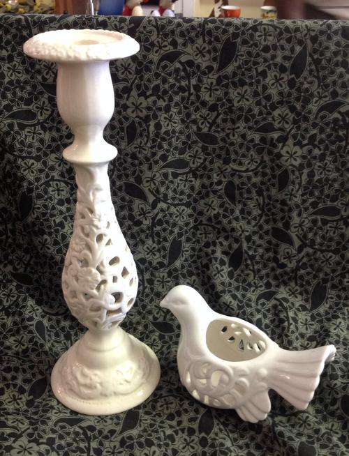Beautiful ceramic white candle holders.