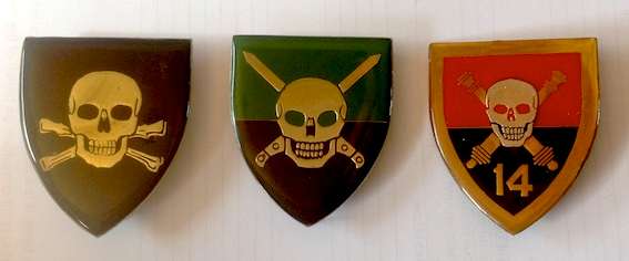 SADF Three Skull Flashes. Dundee Com, Bloem Com, 14 Field Reg