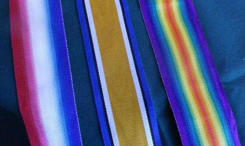 Three WW1 medal ribbon Approx 1m length of each