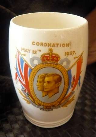 1937 Coronation beaker.Made Adams England 13cm