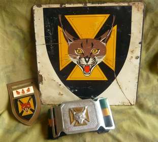 7 SAI Collection. Belt, Metal flash and Samil ID plate. Rare