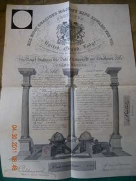 Freemason Certificate. Named and signed 1904