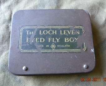Loch Leven Eyed Fly Box. Metal, old and with Fly's