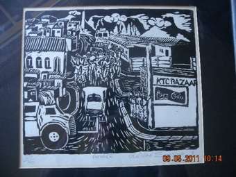 Framed Original Wood Cut. "Anger" signed dated amd limited run 27/40. Cape riots