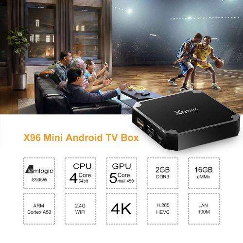 Android 7.1.2 TV Box, X96 Mini Android TV Box  WiFi 2.4GHz / H.265 4K HD Smart Media Player