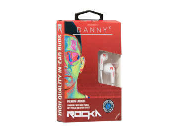 Rocka Danny K Earphones - White/ Red - Buy 1 and get 1 FREE - plus free gift