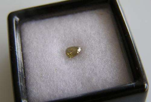 PEAR SHAPE - OLIVE GREEN DIAMOND - 0.11 CARAT