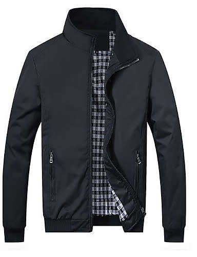 Julius Jet  Men's Going out Spring & Fall Regular Jacket, Color Block Round Neck Long Sleeve Polyest