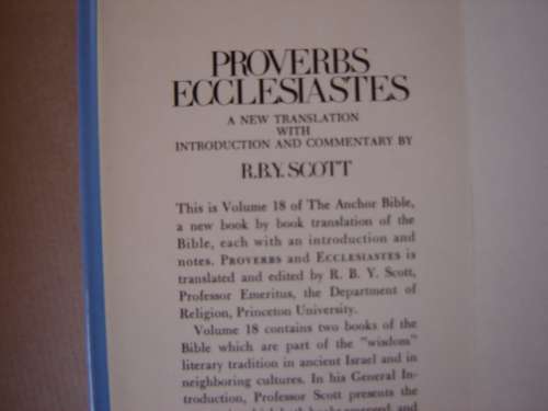 The Anchor Bible 3 x Books Proverbs Ecclesiastes, 1 Chronicles, Ezra Nehemiah