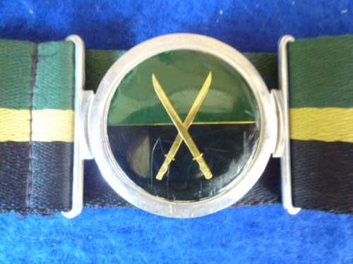 1) A PRE 1994-SOUTH AFRICAN-INFANTRY SCHOOL STABLE BELT-COMPLETE WITH NAME & NUMBER-LOW START!