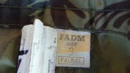 8) PORTUGEUSE / CUBAN -LIZARD PATTERN-CAMO TROUSER-FADM-FAUMIL-SIZE 3 ( MADE IN MOSAMBIQUE)-LOW STAR