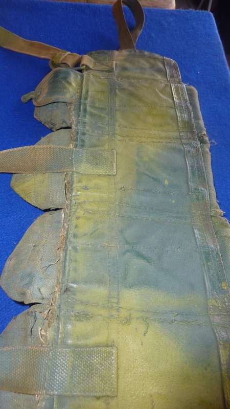 4) A RHODESIAN HAND PAINTED CAMO 7.62 AMMO CHEST RIG-MODIFIED FROM A CHINESE PATT63-USED SOLDIER RLI
