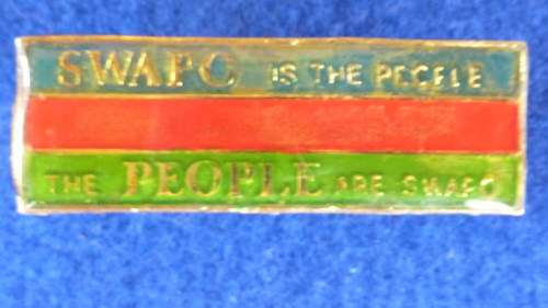 7) A  SCARCE-SWAPO-SOUTH WEST AFRICA PEOPLES ORGANIZATION-LAPEL PIN BADGE-LOW START!