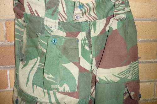 3)AN ORIGINAL RHODESIAN ARMY CAMO-BRUSHSTROKE-TROUSER-IN GOOD CONDITION-SIZE-AROUND 36