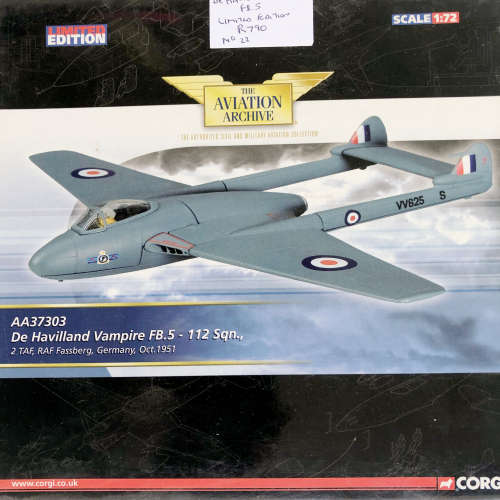 DIE-CAST LIMITED EDITION CORGI DE HAVILLAND VAMPIRE