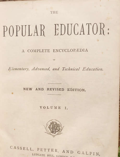 INSCRIBED 1875 THE POPULAR EDUCATOR 2 VOLUMES