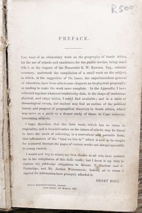 1859 HALL`S GEOGRAPHY OF SOUTH AFRICA INCLUDING MAP