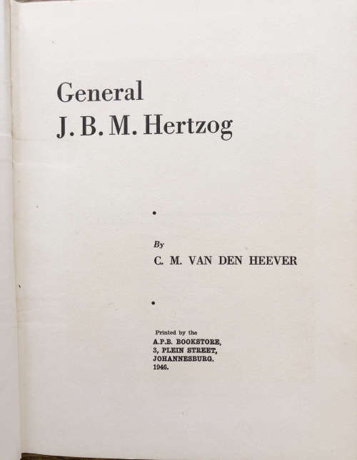 GENERAL J B M HERTZOG BY C M VAN DEN HEEVER