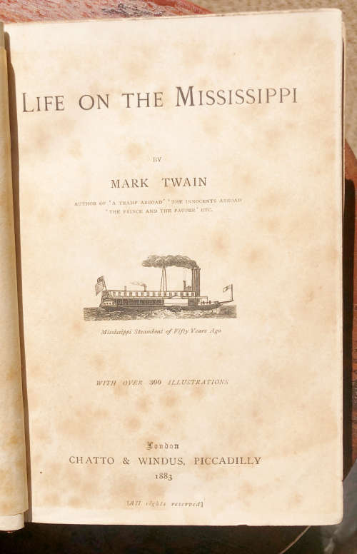 1883 LIFE ON THE MISSISSIPPI BY MARK TWAIN