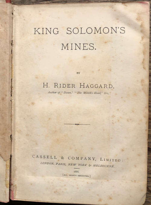 1886 KING SOLOMON`S MINES BY H RIDER HAGGARD