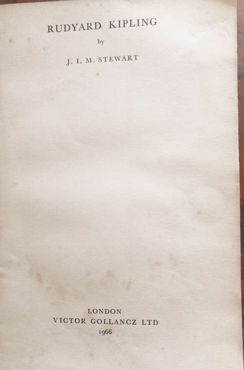 PROOF COPY RUDYARD KIPLING BY J I M STEWART