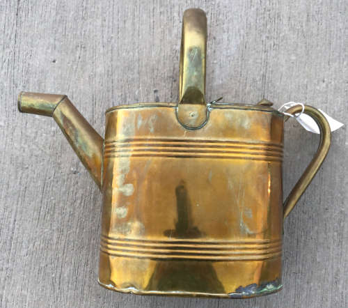 WATERING CAN VINTAGE LADY`S WITH TYPICAL HINGED FLAP