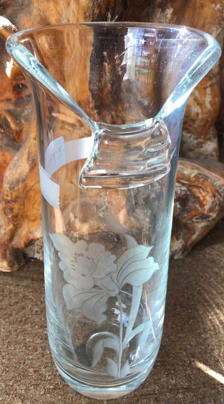 ETCHED GLASS VASE