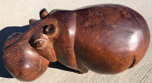 AFRICAN WOOD CARVING OF A HIPPO