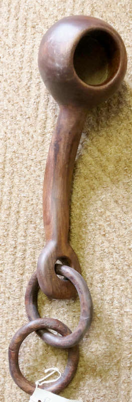 AFRICAN WOOD CARVING OF BEER LADLE ON CHAIN