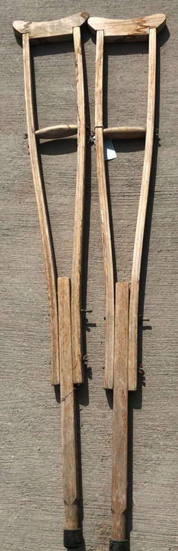 VINTAGE PAIR OF BEECH WOOD CRUTCHES