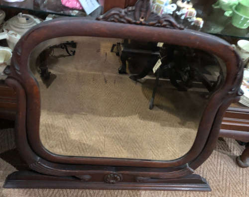 MIRROR BEVELED WITH ADJUSTABLE MAHOGANY FRAME