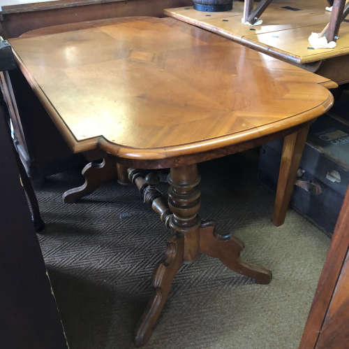 ANTIQUE MAHOGANY INLAID DINING TABLE