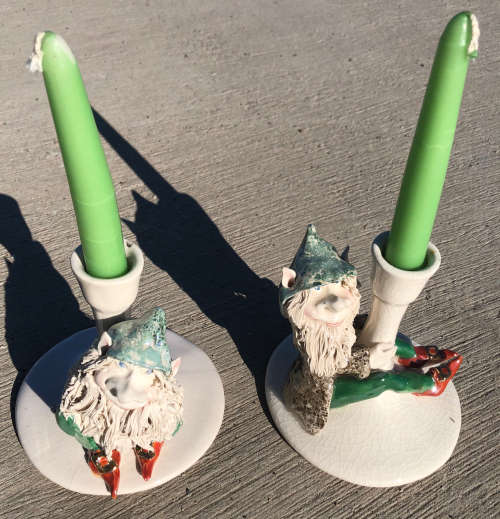 PAIR OF FORTUNE FAIRIE CANDLESTICKS BY KAREN