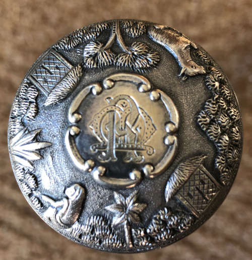 INDIAN SILVER TOP DRESSING TABLE BOTTLE