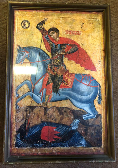 ICON PAINTING OF ST GEORGE SLAYING THE DRAGON