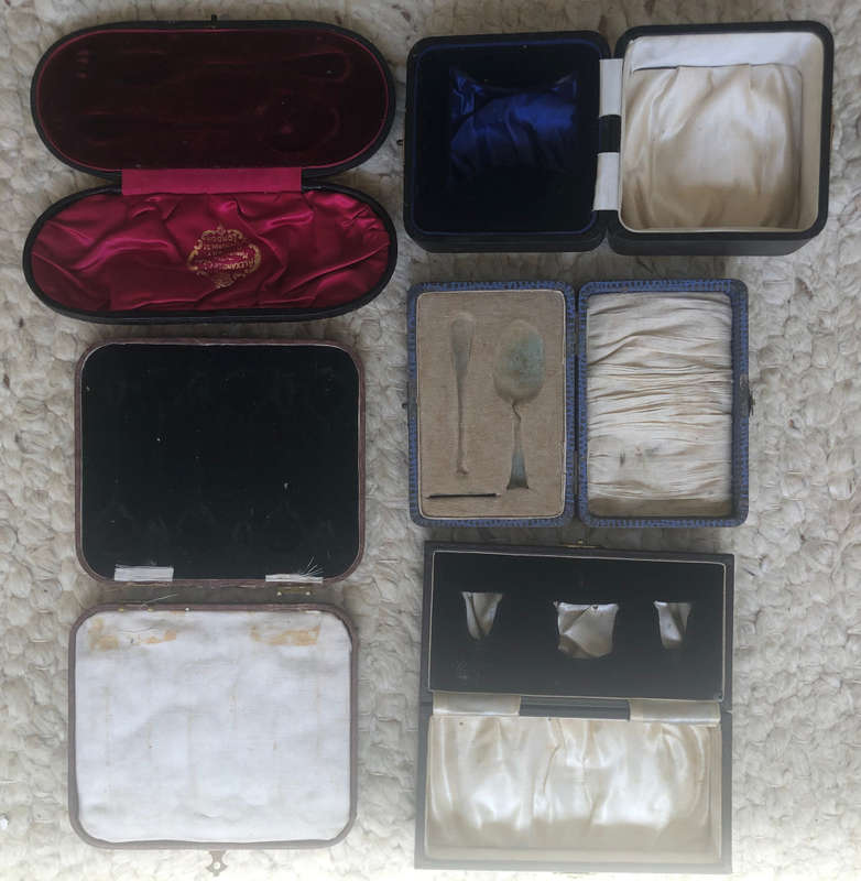 SILVER TEASPOON AND OTHER EMPTY DISPLAY BOXES 5 IN TOTAL